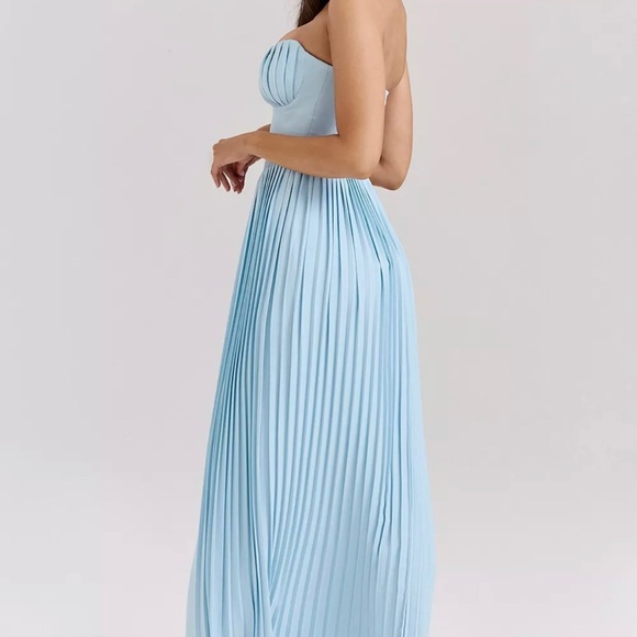 House of CB “Marcella” Pleated Sky Blue Dress - Picture 2 of 9
